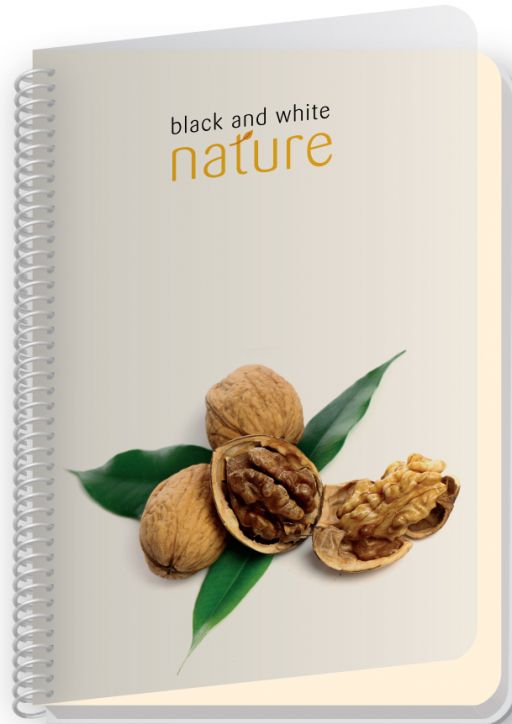 Тетрадка Black & White Nature A5 със спирала и 4 теми, 180 листа - широки редове
