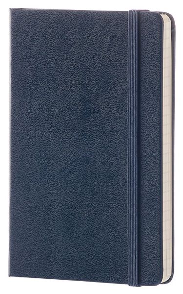 Син джобен тефтер Moleskine Classic Sapphire Blue с твърди корици и бели нелинирани листа