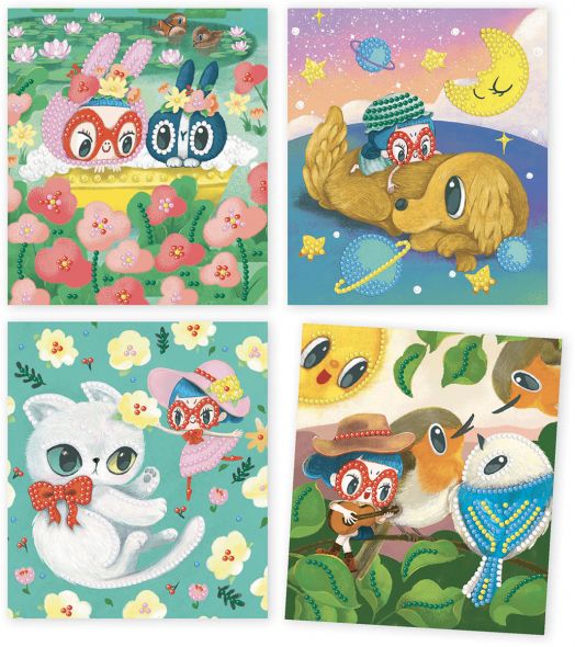 Тврочески комплект Djeco - Направи си сам картини с цветни камъчета