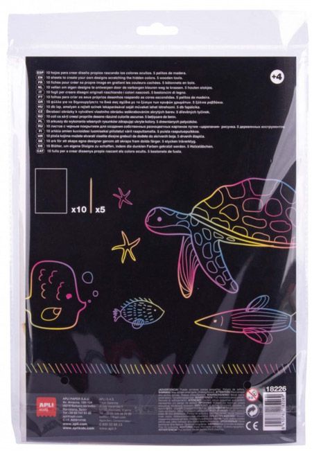 Книжка за рисуване със скреч страници Apli Kids, 10 листа