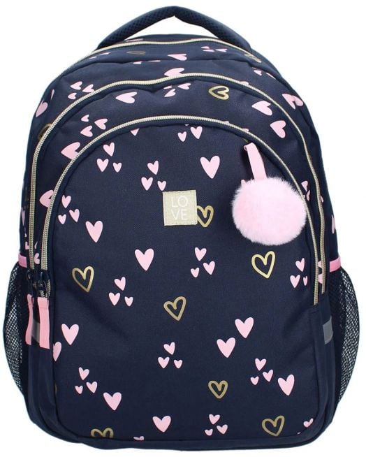 Ергономична ученическа раница Vadobag Milky Kiss Heart of Gold с две отделения