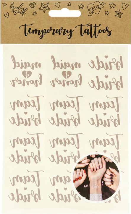 Временни татуировки PartyDeco - Моминско парти, розово злато, 13 бр.