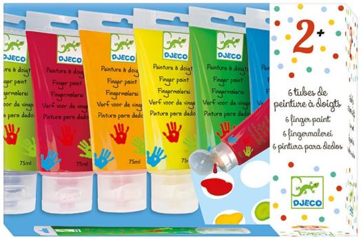 Боички за оцветяване с пръсти Djeco, 6 цвята
