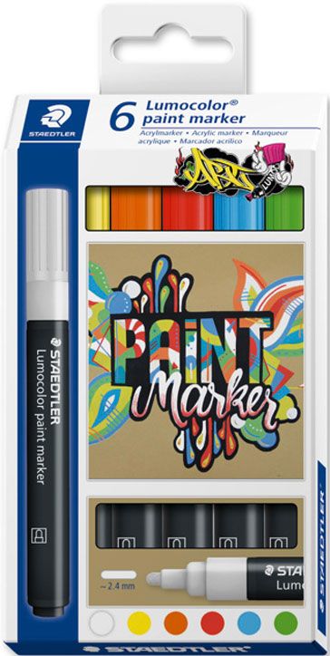 Комплект акрилни маркери Staedtler Lumocolor Paint 349, 6 цвята