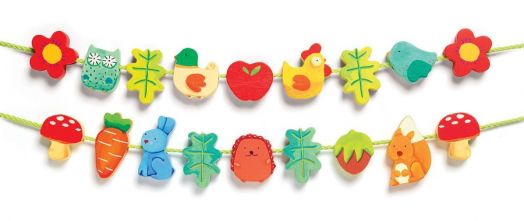 Дървена играчка за нанизване Djeco - Животни