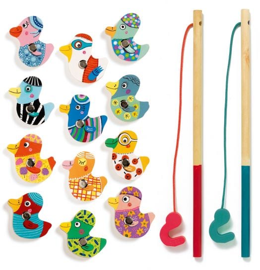 Дървени магнити Djeco - Патешки риболов