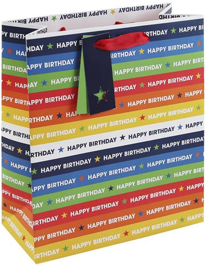 Подаръчна торбичка Eurowrap - Рожден ден райе, малка