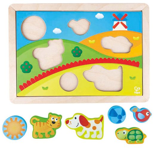 Дървен пъзел 3 в 1 Hape - Слънчевата долина