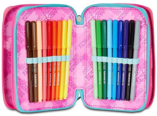 Ученически несесер Seven Glow Love с три отделения, пълен