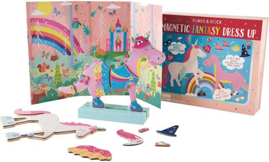 Дървена кукла за преобличане Floss & Rock, Wooden Magnetic Dress up Doll, Fantasy Pets - Фантастични любимци