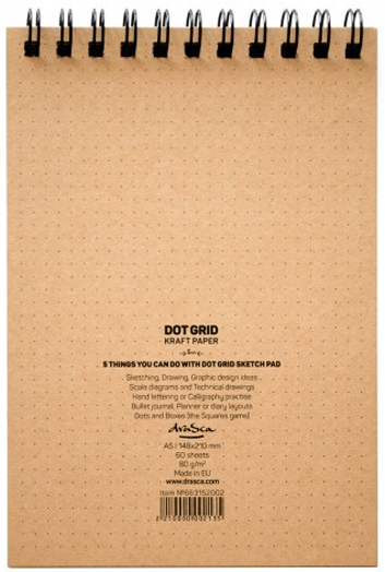 Скицник Drasca Dot Grid Kraft Paper, А5, 60 листа