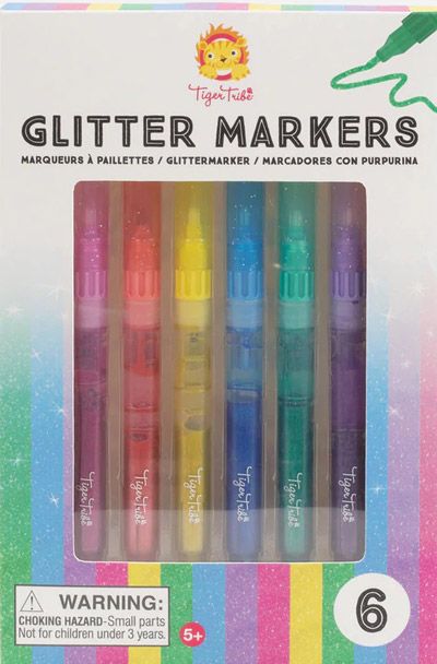 Комплект маркери с брокат Tiger Tribe, 6 цвята