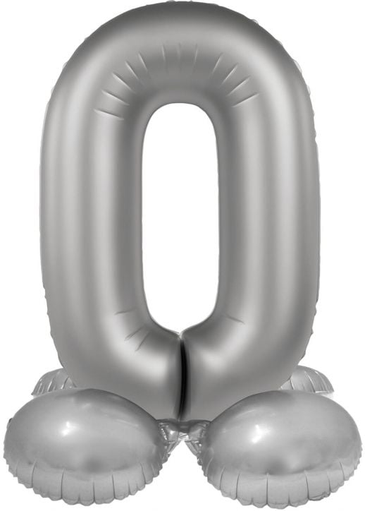 Фолиев балон Folat - Цифра 0, сребърен, матов