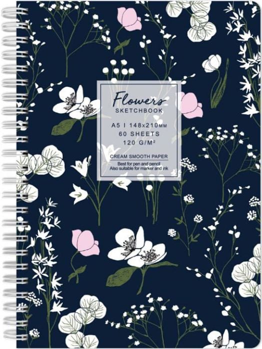 Скицник Drasca Flowers: Макове, A5 60 листа, черен