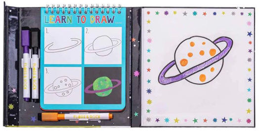 Книжка за рисуване Floss & Rock, Learn to draw, Space - Космонавт
