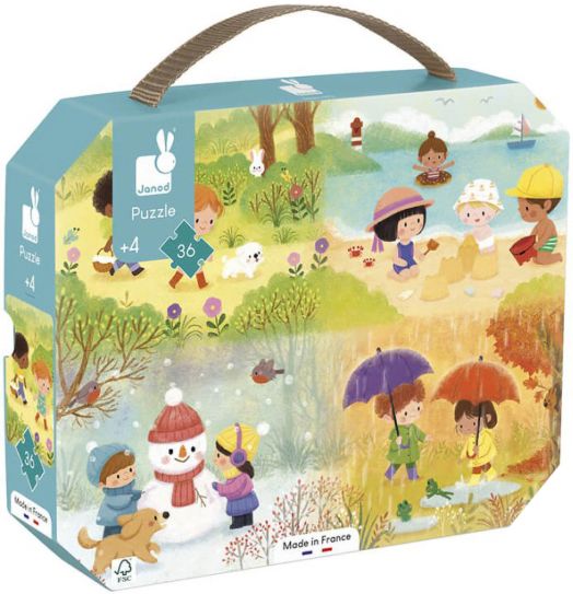 Детски пъзел в куфарче Janod - Сезони, 36 части
