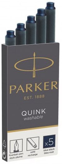Комплект 5 бр. дълги тъмносини патрончета (пълнители) Parker за писалки