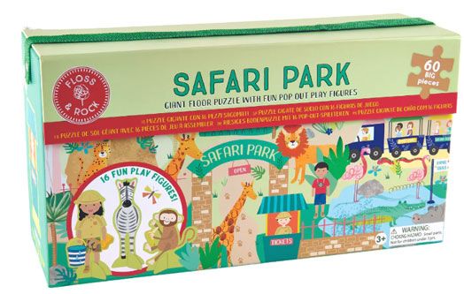 Пъзел за под Floss & Rock, Safari Park - Диви животни, 60 части