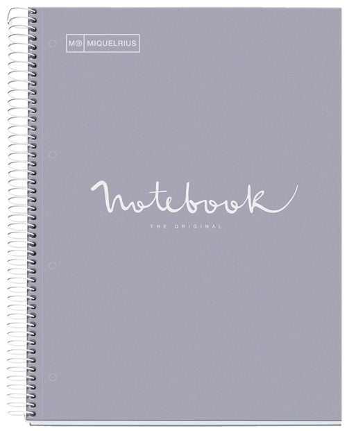 Тетрадка Miquelrius Emotions А4 със спирала, 80 листа на малки квадратчета, сива