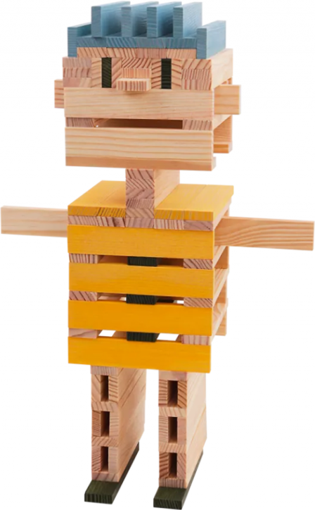 Дървен конструктор Kapla, синя кутия, 120 части