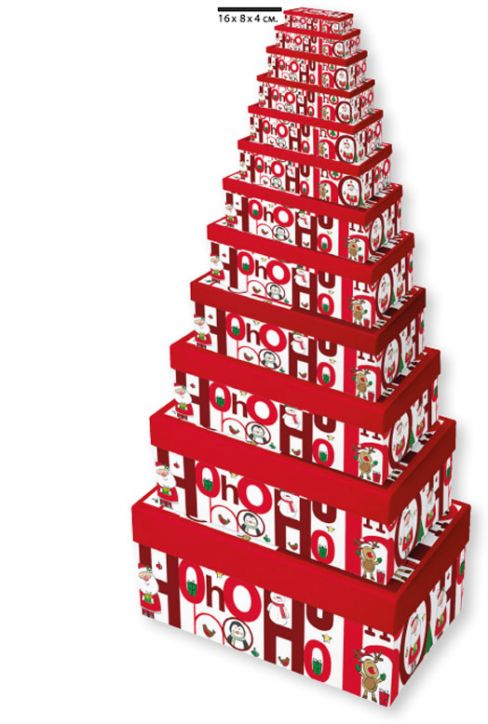 Коледна кутия Eurowrap - Ho Ho Ho, размер 16 х 8 х 4 см.