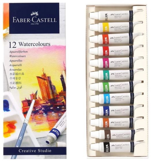 Акрилни бои Faber-Castell, 12 цвята х 9 мл.