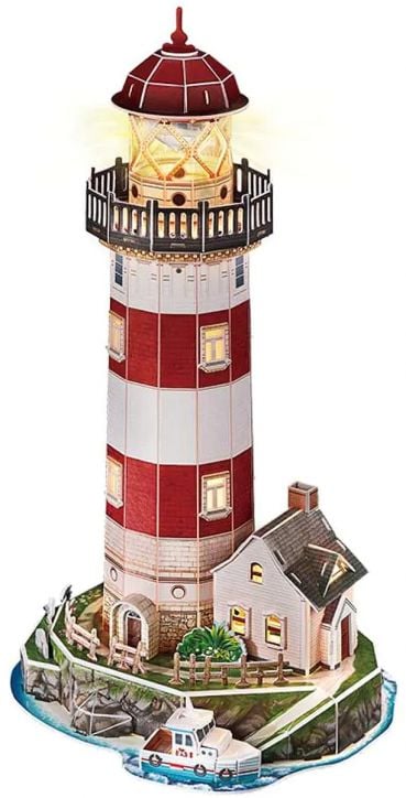 Светещ 3D пъзел Cubic Fun - Морски фар, 72 части