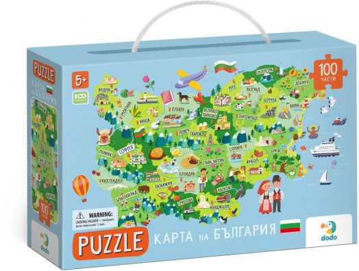 Пъзел Dodo: Карта на България, 100 части