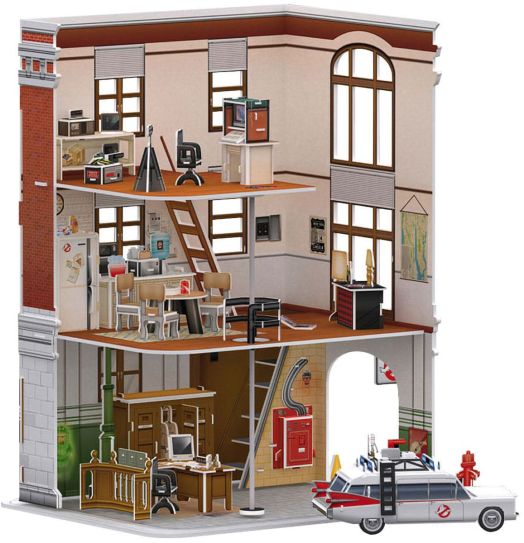 3D пъзел Revell - Пожарна станция и ектомобил (Ловци на духове)