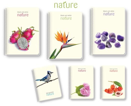 Тетрадка Black & White Nature A4 със спирала и 4 теми, 200 листа - широки редове