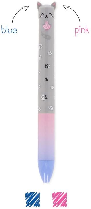 Двуцветна химикалка Legami - Kitty, синьо и розово