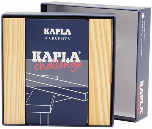 Дървен конструктор Kapla - Предизвикателства, 12 карти + 16 планки
