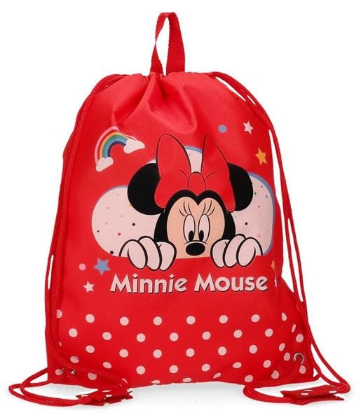 Торбичка Pepe Jeans Minnie Rainbow Red с връзки, червена