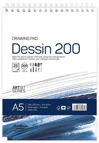 Скицник Drasca Dessin Drawing Pad А5, 25 листа