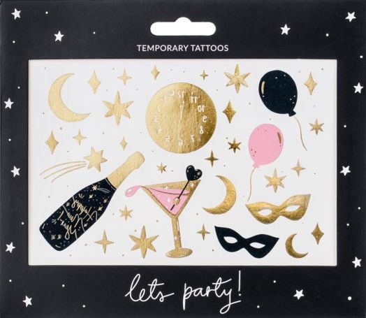 Временни татуировки PartyDeco - Нова Година, 10 бр.