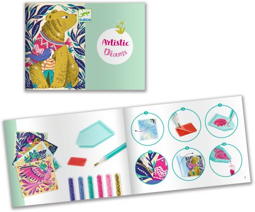 Творчески комплект Djeco: Направи си митични същества с цветни камъчета