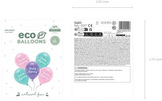 Комплект балони PartyDeco с надпис Happy Birthday, 26 см. розови