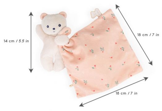 Плюшена играчка Kaloo - Мече с розово одеялце