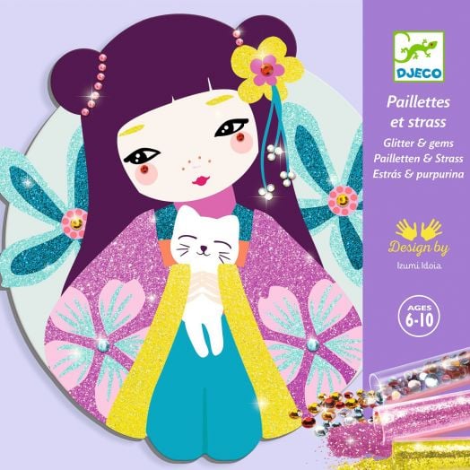 Творчески комплект за рисуване с брокат Djeco - Onnanoko