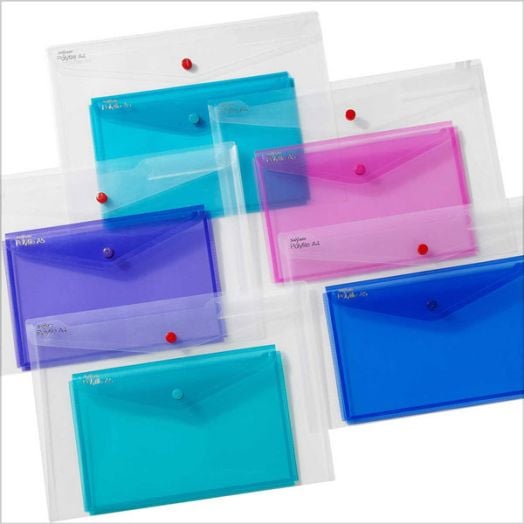 Цветни папки с копче Snopake 2 в 1, A4 + A5