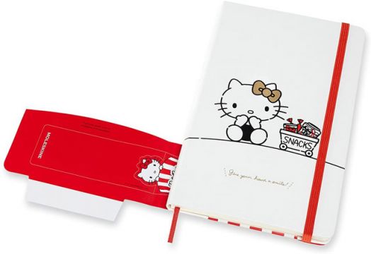 Голям бял тефтер Moleskine Hello Kitty с нелинирани страници, Limited Edition