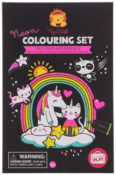 Креативен комплект за оцветяване с неонови маркери Tiger Tribe - Еднорози