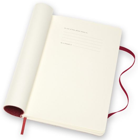 Кожен класически тефтер Moleskine Classic Leather Red с меки корици и листа на широки редове