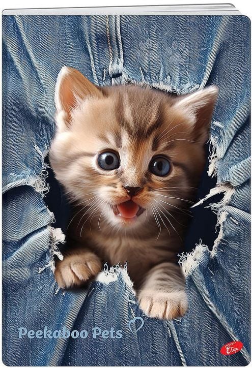 Тетрадка Elisa Peekaboo Pets А5, 60 листа - широки редове