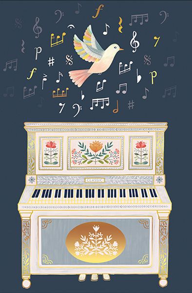 Картичка Editor: Пиано и птичка