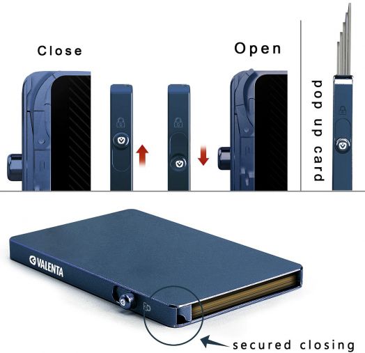Алуминиев картодържател Valenta MagSafe Titanium Blue