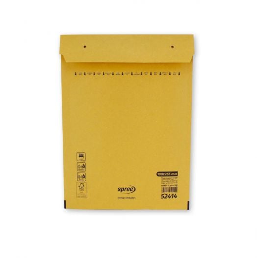 Удароустойчив кафяв плик Spree с въздушни мехурчета, 180 x 265 мм.