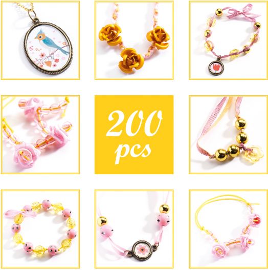 Направи си сам Djeco - Бижута с перлички и цветя