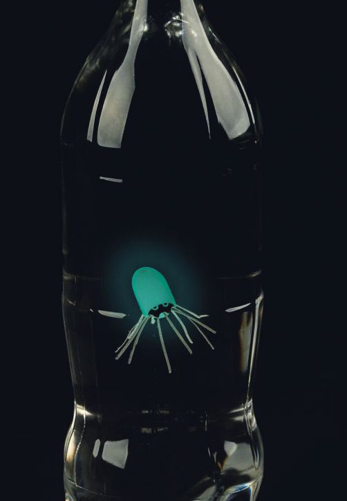 Плуваща медуза в бутилка - Moses - Glow in the dark