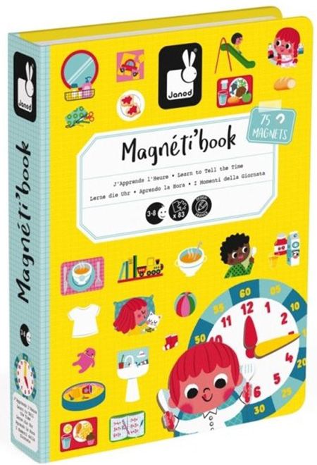 Детска магнитна книга Janod - Часовник